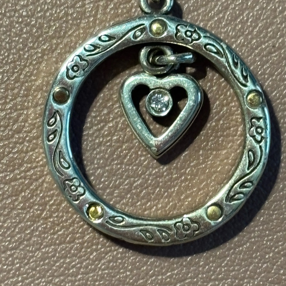Brighton Silver Heart Pendant with Gold Accents